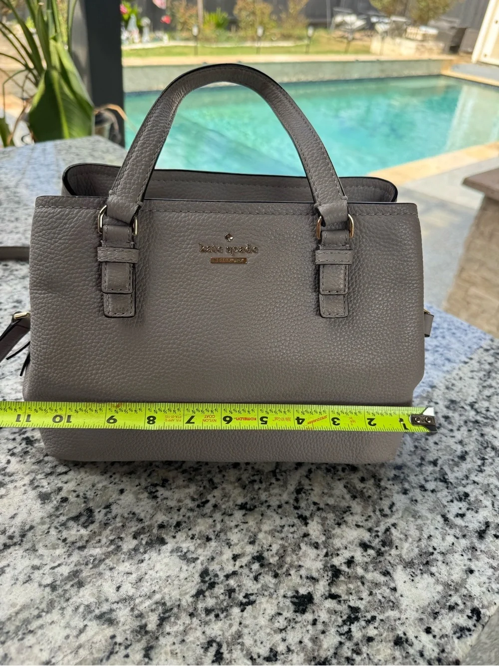 kate spade Gray Pebbled Leather Satchel with Crossbody Strap